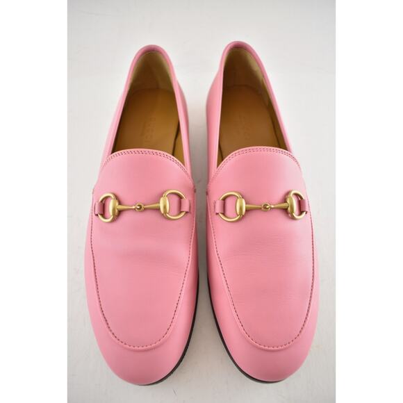 Gucci Jordaan Butterfly Pink Leather Gold Horsebit Mule Slipper Flat Loafer 41 - Picture 9 of 16